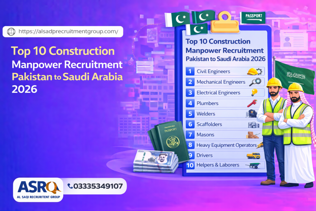 Top 10 Construction Manpower Recruitment Pakistan to Saudi Arabia