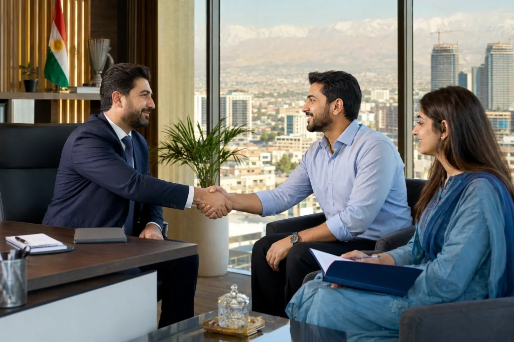 Alsaqib Recruitment Agency connecting a Pakistani professional with an employer in Kurdistan, Iraq
